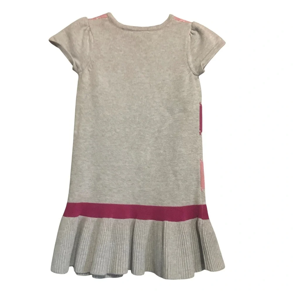 Gymboree Girls Grey Pink Argyle Sweater Dress Short‎ Sleeve Size 5